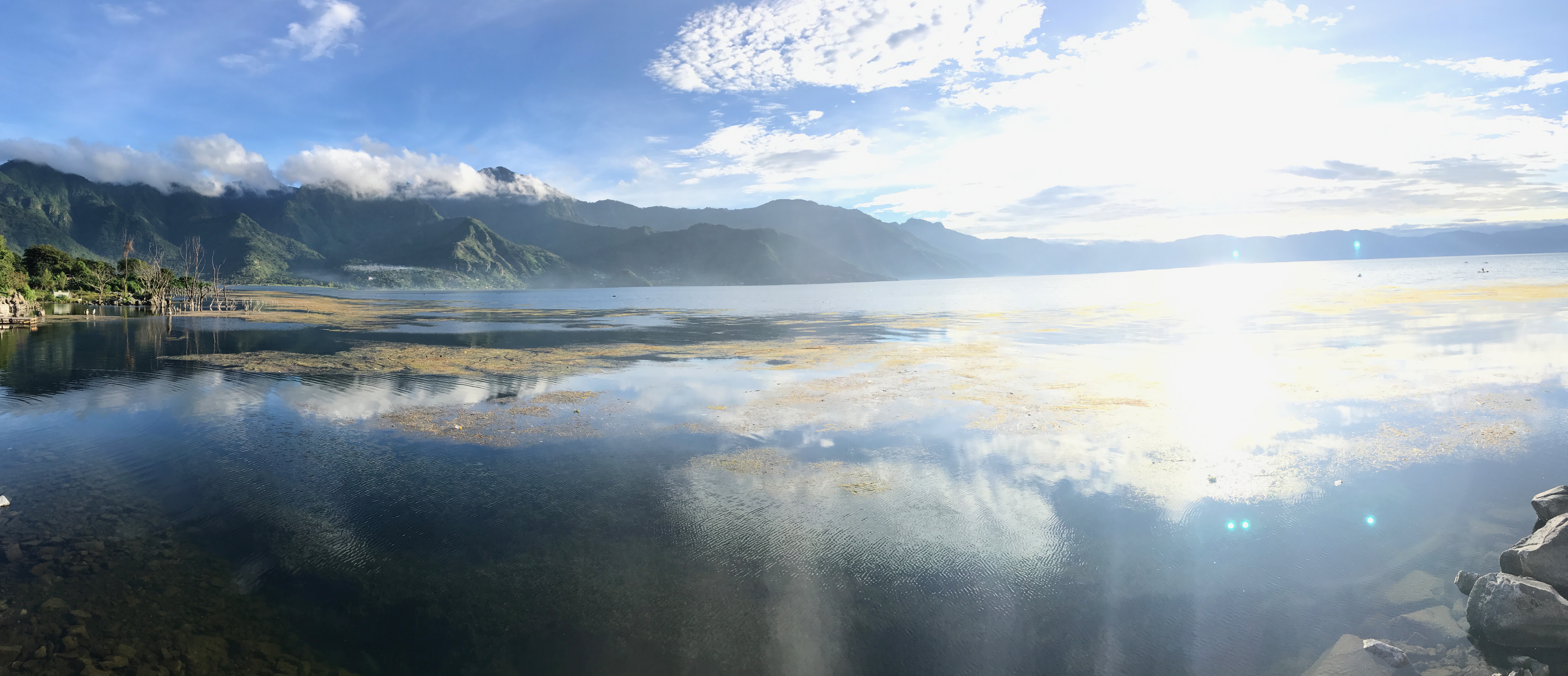 The stunning, tranquil Lake Atitlan from the town of San Pedro.