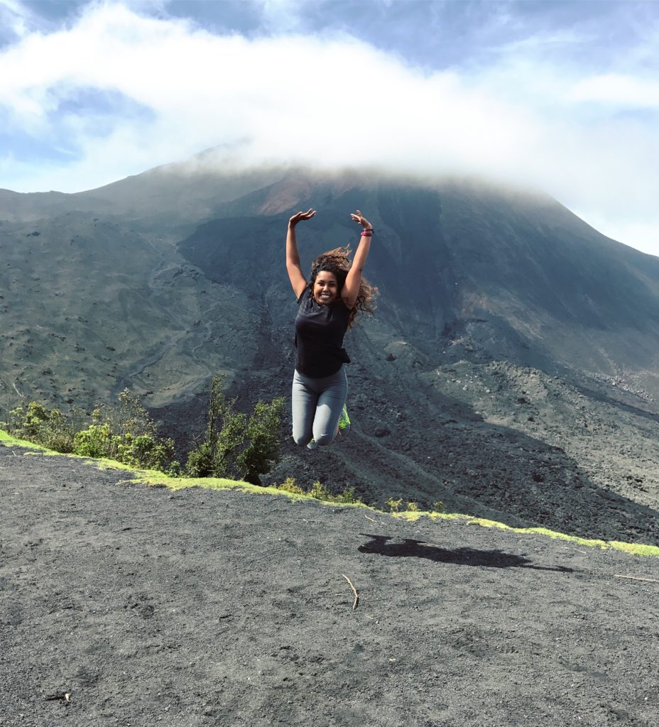 Celebrating my successful climb up Volcano Pacaya.