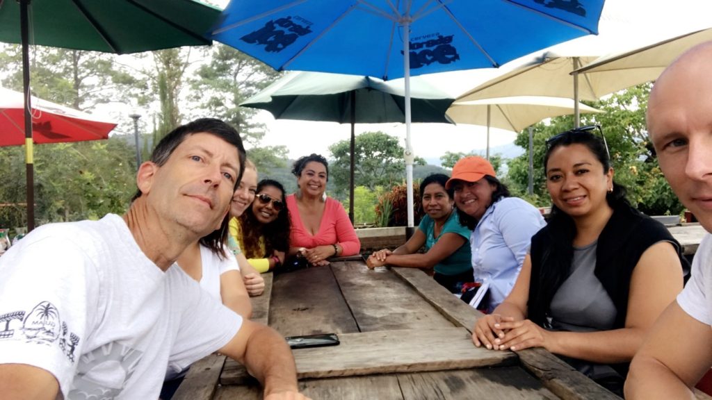 My teacher and I with some other students and their tutors having a drink at San Cristobal Organic Farm and Restaurant.