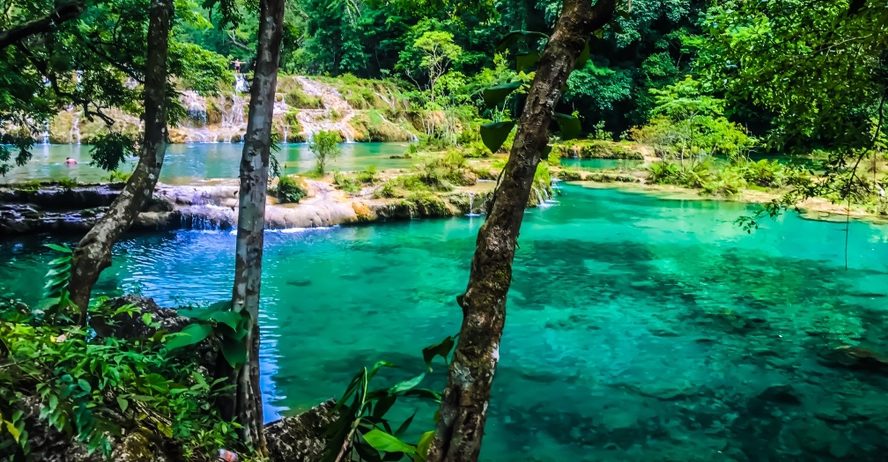 Close up of one of the pools at Semuc Champey, Lanquin, Guatemala